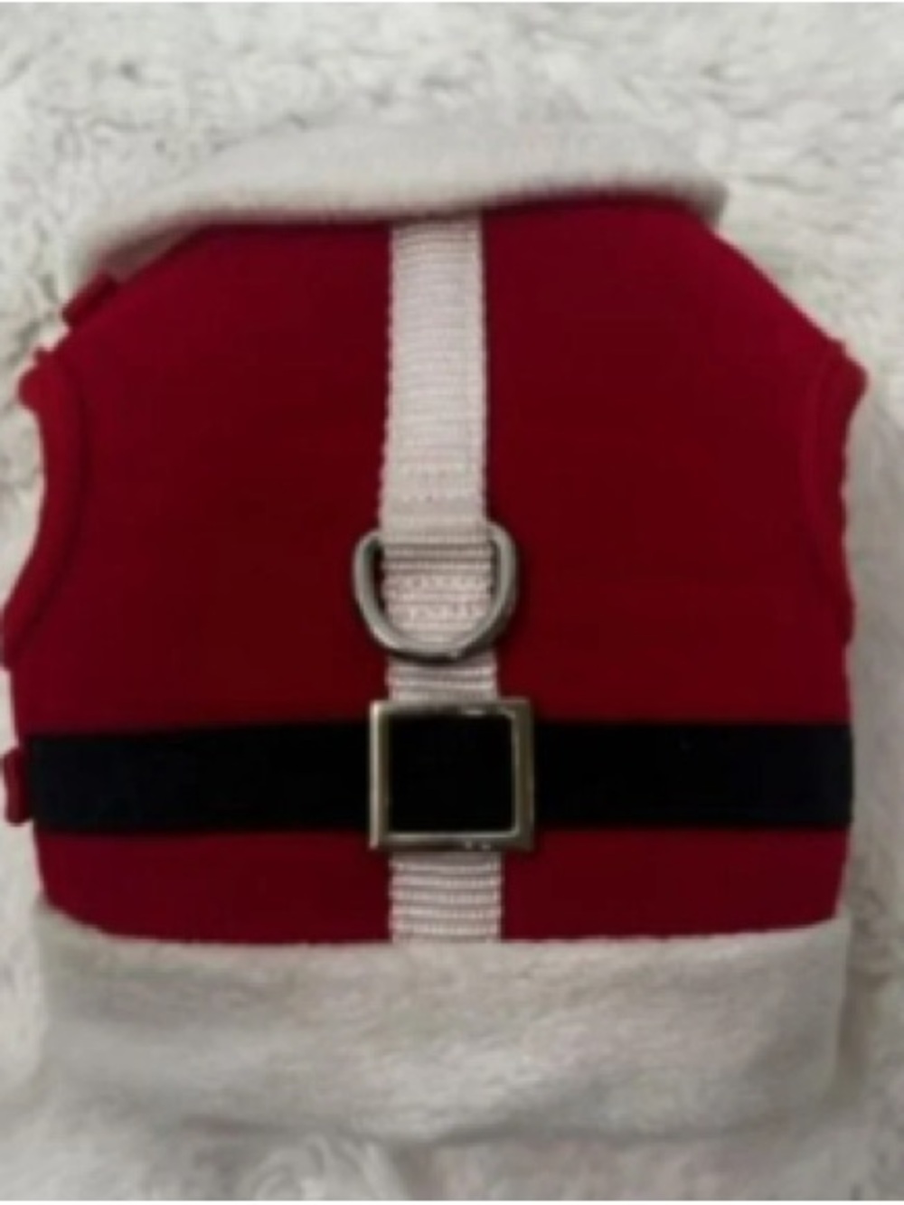 Kids Red Holiday Harness with White Trim and Metal D-Ring